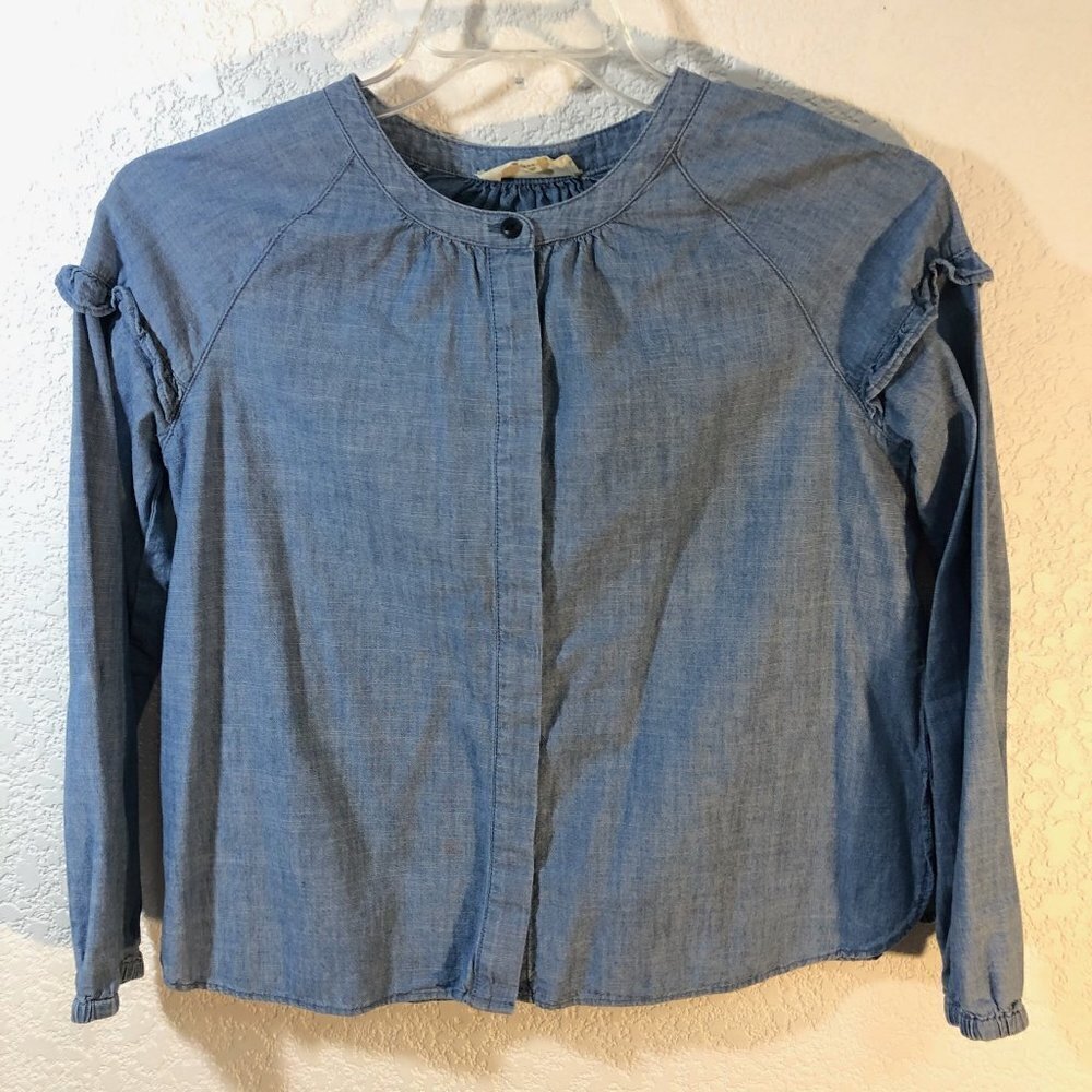 Madewell Chambray Ruffle Sleeve Shirt
